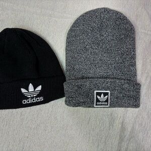 Adidas Black and Gray Beanie Set